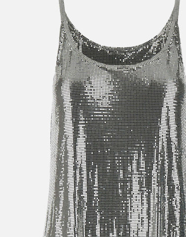 "Silver Mesh Tank Top" 25PITO054MH0004 P040 RABANNE 