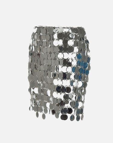 Minigonna con dischi scintillanti argentati 19EIJU010PS0133 P040 RABANNE 