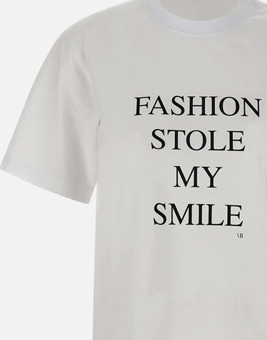 "Fashion Stole My Smile Slogan" 1322JTS004130A WHITE VICTORIA BECKHAM 