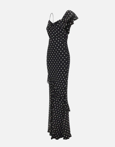 Abito lungo in georgette a pois 176XB BLACK SELF-PORTRAIT 