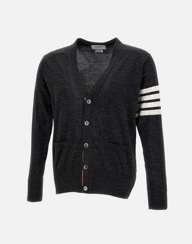 "Classic V-Neck Cardigan In Fine Merino Wool" MKC002A Y1014022 THOM BROWNE 