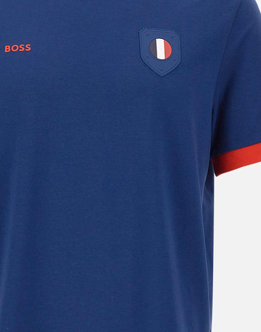 T-shirt in cotone elasticizzato con bandiera 50562134 419 BOSS 