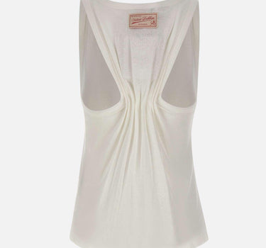 Top in misto cotone e lino 1226JTP007237A WHITE VICTORIA BECKHAM 