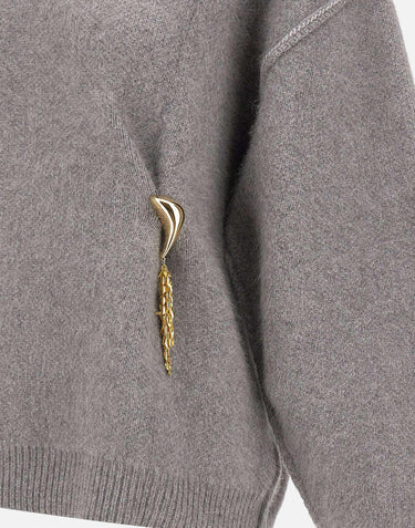 "Gray golden button knit cardigan" MY008 GREY JACQUES WEI 