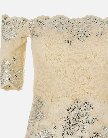 Top in pizzo con micro borchie 25HJTO158PA0170 P105 RABANNE 