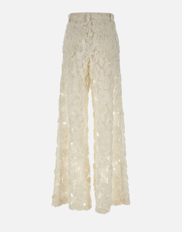 Pantalone "Floral Embroidery" RP16553 CREAM NISSA 