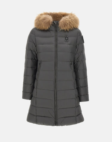Piumino lungo con pelliccia "Kristin" 25WBLDK03103 006047978GG BLAUER 