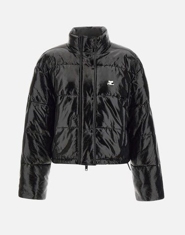 "Cropped Vinyl Puffer Jkt" 323CMA106VY0016 BLACK COURREGES 