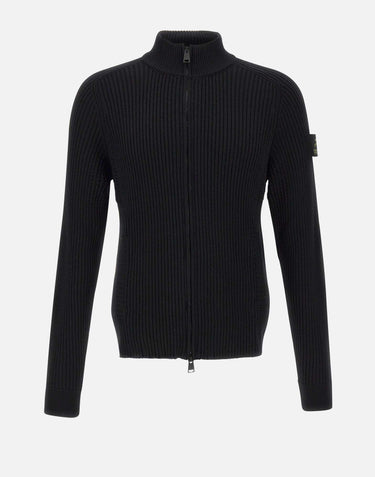 "Ribbed Zip Up Cardigan" PMG25 BLACK PREMIATA 