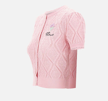 "Pointelle Knit Top" 057TP PINK SELF-PORTRAIT 