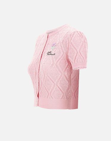 "Pointelle Knit Top" 057TP PINK SELF-PORTRAIT 
