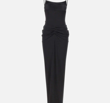 Abito lungo con drappeggi QZ011 BLACK JACQUES WEI 