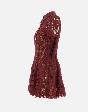 Abito mini in pizzo 111SABU BURGUNDY SELF-PORTRAIT 