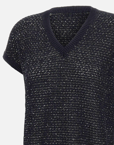 Maglia smanicata con paillettes MAD276F531 M120VR5 FABIANA FILIPPI 