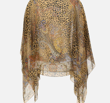 Top poncho in seta con motivo paisley animalier WRJA0027 AKG71X0826 ETRO 