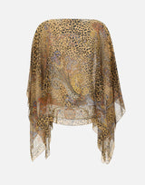 Top poncho in seta con motivo paisley animalier WRJA0027 AKG71X0826 ETRO 