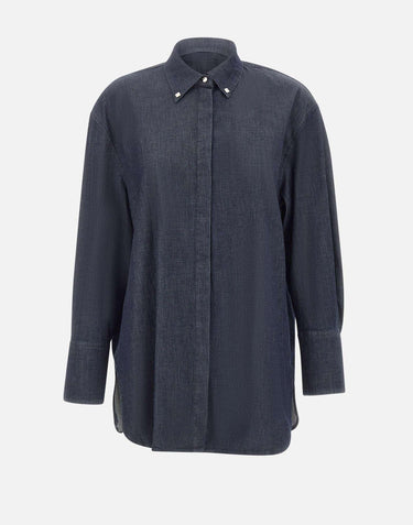 Camicia in cotone effetto denim 5410P000265N 034 ELENA MIRO' 
