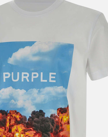 T-shirt  "Brilliant" in cotone P109CWAB225 WHITE PURPLE BRAND 