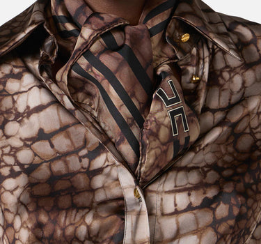 Foulard in twill di seta con stampa alligatore FO24L61E2 644 ELISABETTA FRANCHI 