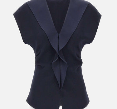 Top in crêpe con volant TOP1358 NAVY NISSA 