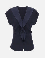 Top in crêpe con volant TOP1358 NAVY NISSA 