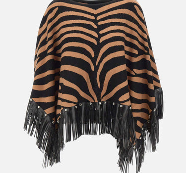 Poncho zebrato con frange 2F5053M0300 09Z83 LIU-JO 