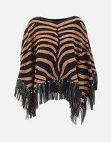 Poncho zebrato con frange 2F5053M0300 09Z83 LIU-JO 