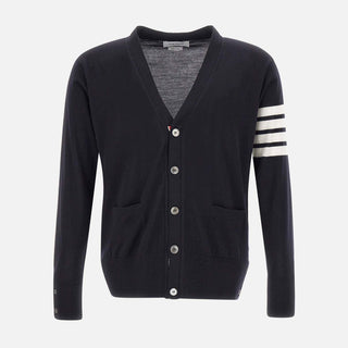 "Classic V-Neck Cardigan In Fine Merino Wool" MKC002A Y1014415 THOM BROWNE 