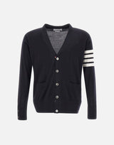 "Classic V-Neck Cardigan In Fine Merino Wool" MKC002A Y1014415 THOM BROWNE 