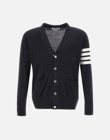 "Classic V-Neck Cardigan In Fine Merino Wool" MKC002A Y1014415 THOM BROWNE 