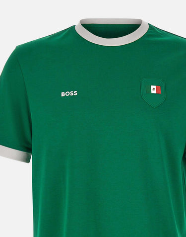 T-shirt in cotone elasticizzato con bandiera 50562134 320 BOSS 
