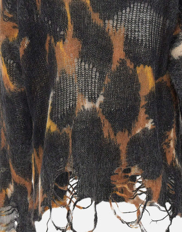 Maglia leopard in lana destroyed F5LAWOJP063 570 LANEUS 