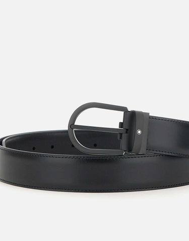 Cintura "Horseshoe Pin Buckle" in pelle 199650 BLK MONTBLANC 