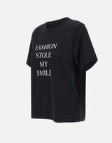 "Fashion Stole My Smile Slogan" 1322JTS004130A BLACK VICTORIA BECKHAM 