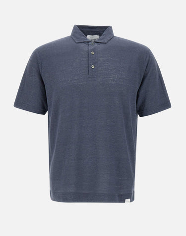 Polo in lino DK87124 BLU DIKTAT 