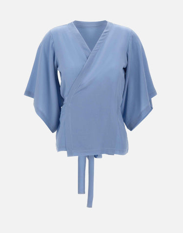 Blusa incrociata in crêpe di seta 191568 516 KANGRA 