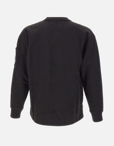"Brushed and Emerized Diagonal Fleece Boxy Crewneck" 19CMSS058A 006372G999 C.P. COMPANY 