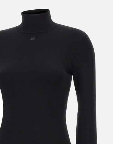 "Interlock Mockneck Sweater" 425MPU260FI0001 BLACK COURREGES 