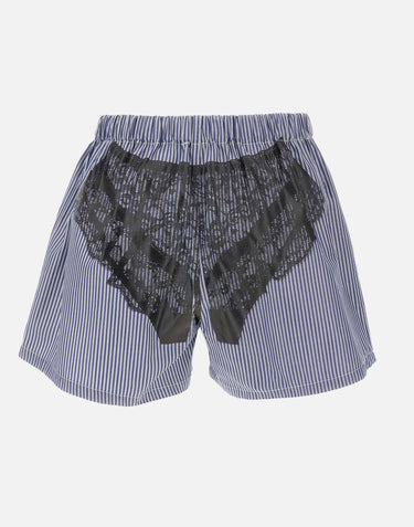 Shorts trompe l'oeil a righe VAQ11P021 WHTBLUE VAQUERA 