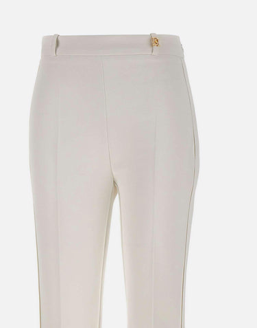 Pantaloni in doppio crêpe stretch con logo charm PA16861E2 360 ELISABETTA FRANCHI 