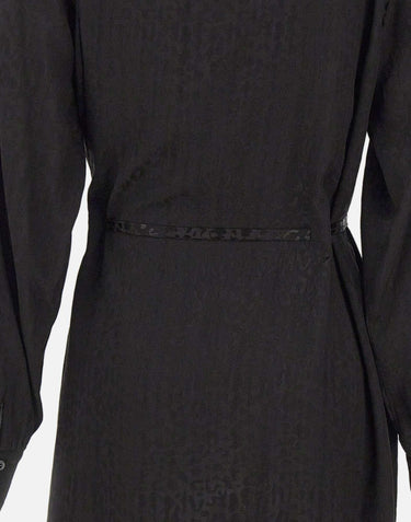 Abito nero animalier MF5317T082A 22222 LIU-JO 