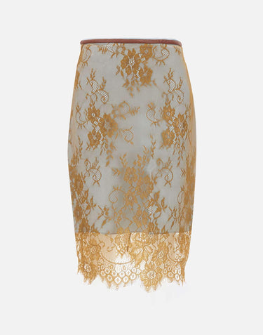 "Brownish green contrast lace skirt" BQ005 BROWNISHGREEN JACQUES WEI 
