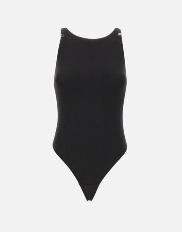Body in jersey crêpe con dettagli logo BO03462E2 110 ELISABETTA FRANCHI 