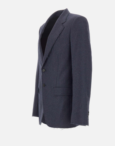 Blazer in lana con orli sfrangiati SH0BN0027 M35466524M MM6 MAISON MARGIELA 