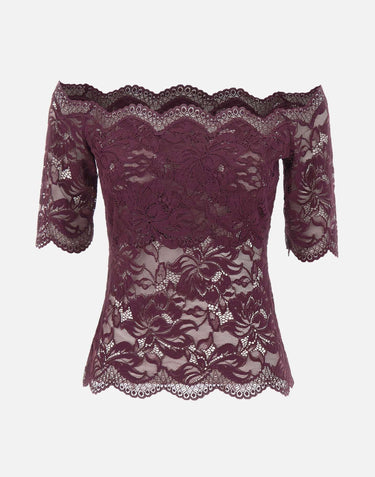 Top in pizzo a maniche corte 26AJTO697PA0170 P534 RABANNE 