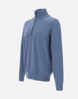 Maglia colletto con zip in cotone e cashmere 50527585 495 BOSS 