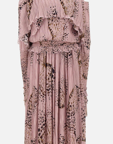 Abito lungo in georgette plissé stampato 4A432A M1445 BLUMARINE 