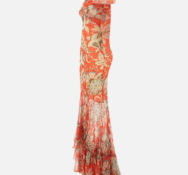 Abito lungo in tulle con motivo floreale WRHA0622 99IAS71X0864 ETRO 