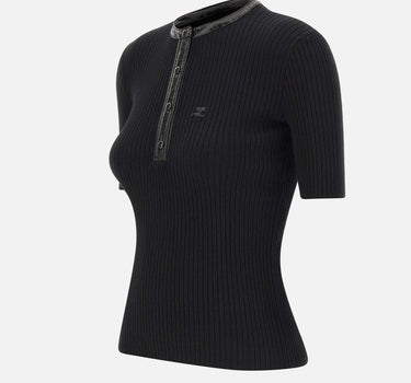 "Vinyl and Knit Polo" 326MT0539FI0001 BLACK COURREGES 