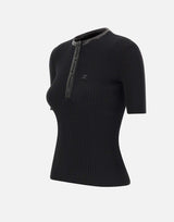 "Vinyl and Knit Polo" 326MT0539FI0001 BLACK COURREGES 